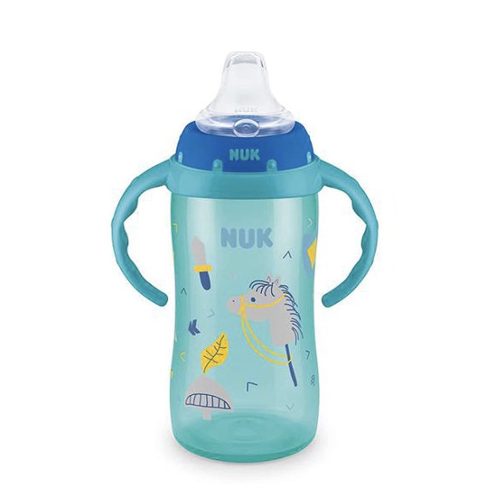 Bình tập uống Nuk 300ml có tay cầm, xanh