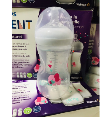 Bình sữa Avent Natural 260ml, voi hồng