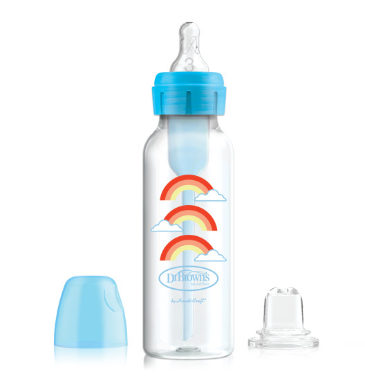 Bình tập uống Dr Brown cổ hẹp 250ml, 2 núm