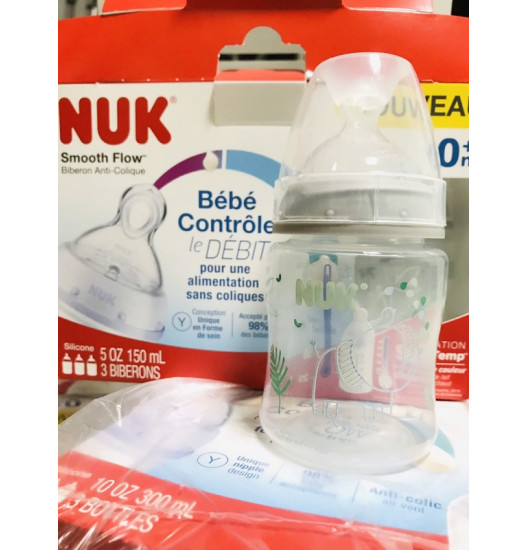 Bình sữa Nuk cổ rộng 150ml cổ điển, voi