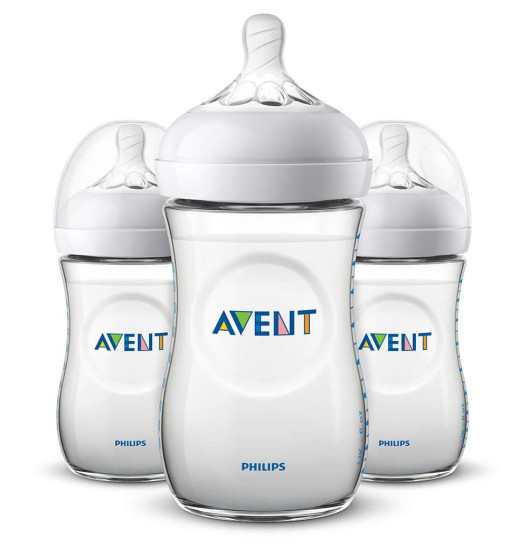 Set 3 bình sữa Avent Natural 260ml, trắng