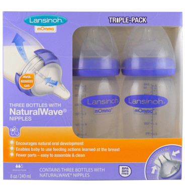 Set 3 bình sữa Lansinoh Momma 240ml