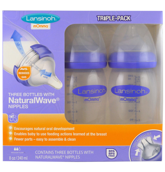 Set 3 bình sữa Lansinoh Momma 240ml
