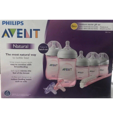 Set 5 bình Avent Natural, hồng