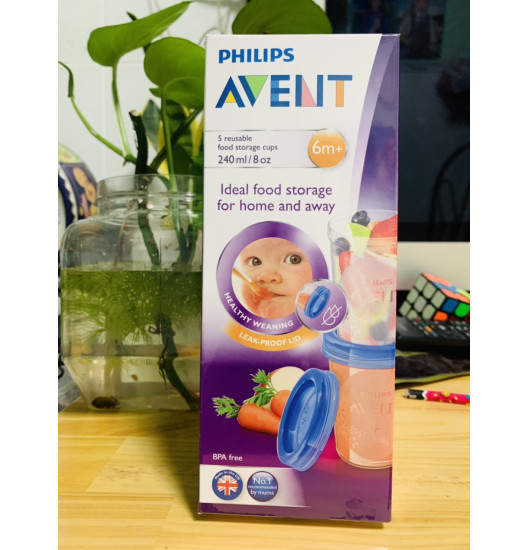 Hộp 5 cốc trữ sữa Avent 240ml